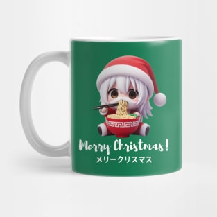 Chibi Kawaii Santa Claus Eating Ramen Noodles Mug